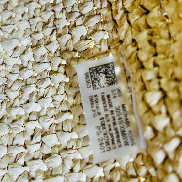 MICHAEL Michael Kors Townsend Straw Bucket Bag Tan Raffia Leather Tote - Picture 9 of 16